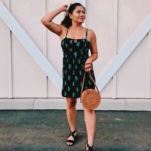 EUC Francesca’s Collection Cactus Print Fit & Flare Dress Small